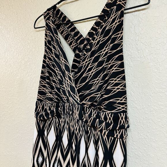 Soma Geometric Print Criss Cross Maxi Dress Sz XL Stretchy Multicolor Black Boho - Picture 5 of 10